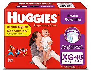 Fralda Huggies Roupinha Supreme Care  tamanho XG com 48 unidades