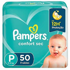 Fralda Infantil Pampers Confort Sec tamanho P com 50 unidades