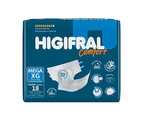 Fralda Geriátrica Higifral Confort tamanho XG com 18 unidades