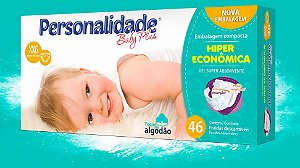 Fralda Infantil Personalidade Baby Plus tamanho XXG com 46 unidades