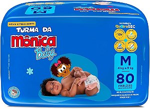 Fralda Infantil Turma da Mônica Baby tamanho M com 80 unidades