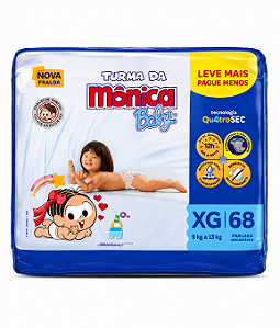 Fralda Infantil Turma da Mônica Baby tamanho XG com 68 unidades