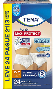 Roupa Íntima Tena Pants Maxi Protect tamanho P/M com 24 unidades