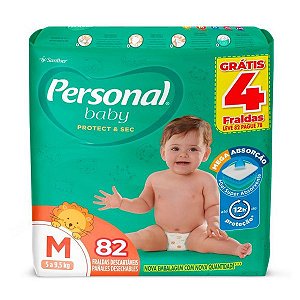 Fralda Infantil Personal Baby Protect & Sec tamanho M com 82 unidades