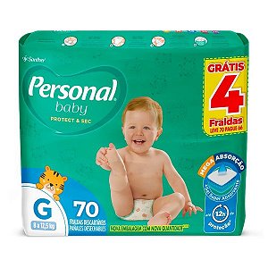 Fralda Infantil Personal Baby Protect & Sec Tamanho G com 70 unidades