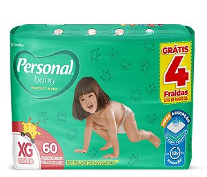 Fralda Infantil Personal Baby Protect & Sec tamanho XG com 60 unidades