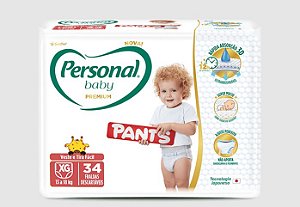 Fralda Roupinha Personal Baby Premium Pants tamanho XG com 34 unidades