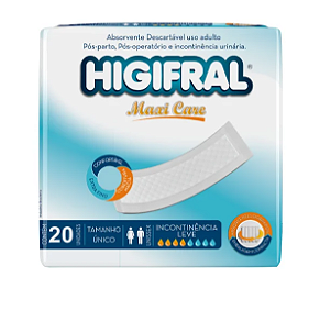 Absorvente Geriátrico Higifral Maxi Care com 20 unidades