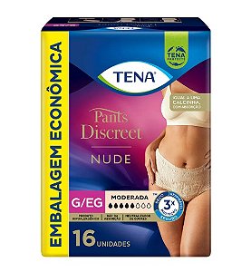 Roupa Íntima Tena Pants Discreet Nude tamanho G/EG com 16 unidades
