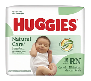 Fralda Huggies Natural Care tamanho RN com 18 unidades