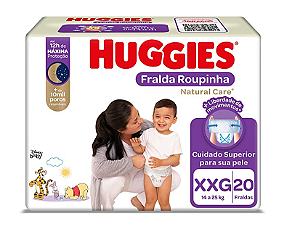 Fralda Roupinha Huggies Natural Care tamanho XXG com 20 unidades