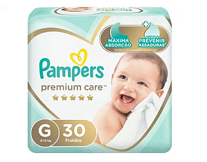 Fralda Infantil Pampers Premium Care tamanho G com 30 unidades