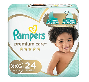 Fralda Infantil Pampers Premium Care tamanho XXG com 24 unidades