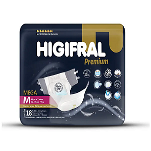 Fralda Geriátrica Higifral Premium tamanho M com 18 unidades