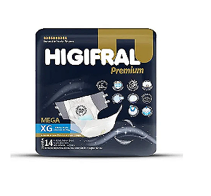 Fralda Geriátrica Higifral Premium tamanho XG com 14 unidades