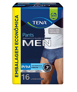 Roupa Íntima Tena Pants MEN tamanho P/M com 16 unidades