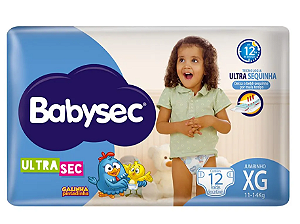 Fralda Infantil Babysec Ultrasec Jumbinho tamanho XG com 12 unidades