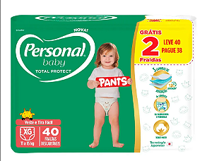 Fralda Roupinha Personal Baby Total Protect tamanho XG com 40 unidades