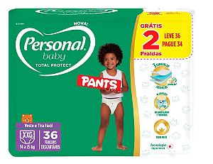 Fralda Roupinha Personal Baby Total Protect tamanho XXG com 36 unidades