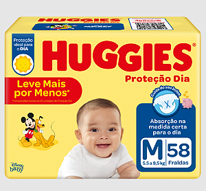Fralda Infantil Huggies Proteção Dia tamanho M com 58 unidades