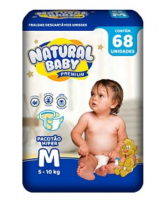 Fralda Infantil Natural Baby Premium tamanho M com 68 unidades