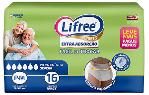 Fralda-Calça Roupa Íntima Lifree Extra Absorção tamanho P/M com 16 unidades