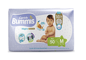 Fralda Infantil Bummis Magics Premium tamanho M com 50 unidades