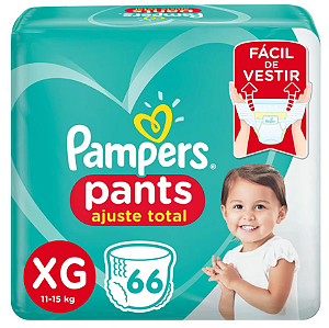 Fralda Roupinha Pampers Pants Ajuste Total tamanho XG com 66 unidades