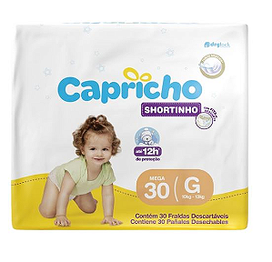 Fralda Capricho Shortinho Roupinha tamanho G com 30 unidades
