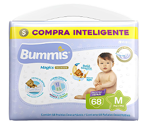 Fralda Infantil Bummis Magics Premium tamanho M com 68 unidades