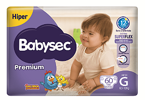 Fralda Infantil BabySec Premium tamanho G com 60 unidades