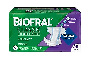 Fralda Geriátrica Biofral Classic Generic tamanho G com 28 unidades