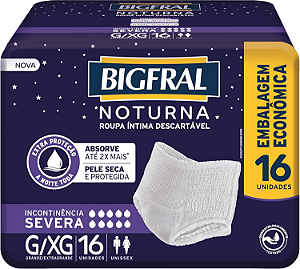 Roupa Íntima Bigfral Noturna tamanho G/XG com 16 unidades
