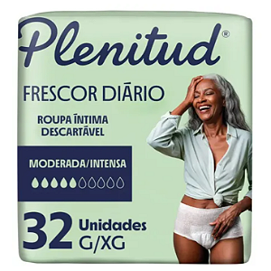 Roupa Intima Plenitud Frescor Diário tamanho G/XG com 32 unidades
