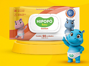 Toalha Umedecida Hipopo Baby Confort contém 90 unidades 19x15cm