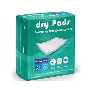 Protetor de Colchão Dry Pads tamanho G 150x80cm contém 5 unidades