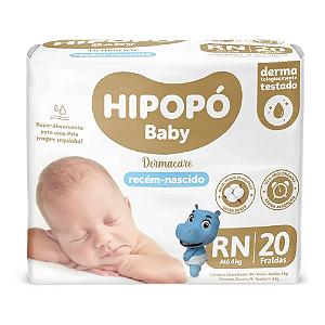 Fralda Infantil Hipopó Baby Recém Nascido com 20 unidades