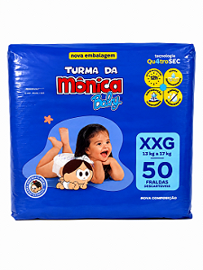 Fralda Infantil Turma da Mônica Baby tamanho XXG com 50 unidades