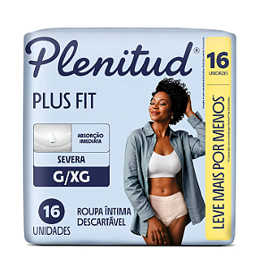 Roupa Intima Plenitud Plus Fit tamanho G/XG com 16 unidades