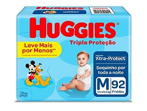 Fralda Infantil Huggies Disney Tripla Proteção tamanho M com 92 unidades