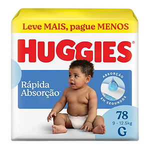 Fralda Infantil Huggies Rápida Absorção tamanho G com 78 unidades