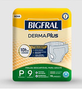Fralda Geriátrica Bigfral Derma Plus tamanho P com 9 unidades
