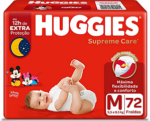 Fralda Infantil Huggies Disney Supreme Care tamanho M com 72 unidades