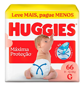 Fralda Infantil Huggies Máxima Proteção tamanho G com 66 unidades