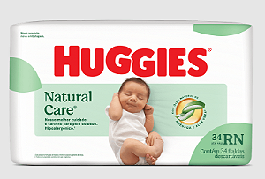 Fralda Huggies Natural Care Tamanho RN com 34 unidades
