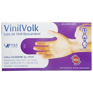 Luva Vinil Volk com Amido G c/ 100 unidades - 1557 - DiskFraldas