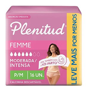 Roupa íntima Plenitud Femme Pós-Parto tamanho P/M com 16 unidades