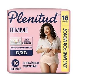 Roupa íntima Plenitud Femme Pós-Parto tamanho G/XG com 16 unidades