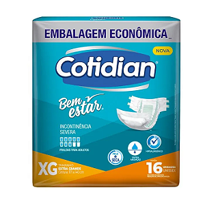 Fralda Geriátrica Cotidian Bem Estar tamanho XG pacote com 16 unidades