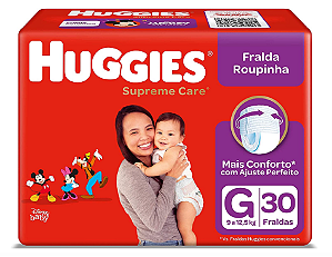 Fralda Roupinha Huggies Supreme Care tamanho G com 30 unidades